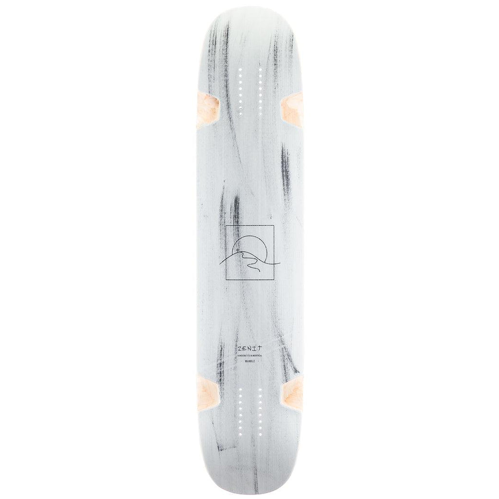 Zenit Marble 40 V3 le downhill freeride freestyle longboard double kicktail bottom view black white grey swirls paint graphic